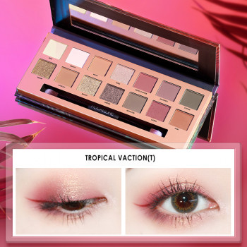 Тени для век FOCALLURE 14 Colors Matte Glitter Tropical Vacation Eyeshadow with Brush