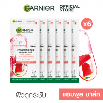 Value Pack Garnier Ampoule Mask Маска для лица против морщин с арбузом и гиалуроновой кислотой 6 Pack GARNIER SHEET MASK Тканевая маска