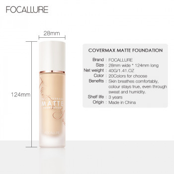 FOCALLURE Convermax Full Control Foundation Oil Control Матовая жидкая основа для макияжа лица