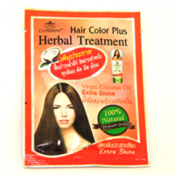 Травяной оттеночный бальзам "Экстра блеск" с кокосовым маслом от Catherine 10 гр / Catherine Herbal Treatment Hair Color Plus - Virgin Coconut Oil (Extra Shine) 10 gr