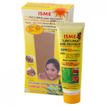 Солнцезащитный осветляющий крем для лица с куркумой Spf 50 Pa+++ от Isme 20 мл / Isme Curcuma Sun Protect Facial Sunscreen Sunblock Whitening Cream Spf 50 Pa+++ 20 ml