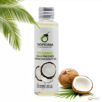 Натуральное 100% кокосовое масло холодного отжима от Tropicana Oil, 100 мл / Tropicana Coconut oil 100 ml