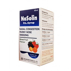 Детский сироп против насморка и жара с фруктовым вкусом NaSolin 60 мл / NaSolin P.L.Syrup Mixed Fruit Flavor 60 ml