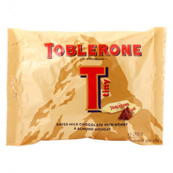 Toblerone крошечный швейцарский молочный шоколад с медовой миндальной нугой 200 г / Toblerone Tiny Swiss Milk Chocolate With Honey Almond Nougat 200g