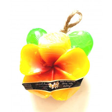 Фигурное мыло ”Оранжевый Цветок Франжипани” с натуральной люфой 100 гр / Figured soap Orange Frangipani Flower with natural loofah 100 gr