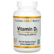 Капсулированное МАСЛО КРИЛЯ 360 капсул /California Gold Nutrition, Vitamin D3, 125 mcg (5,000 IU), 360 Softgels