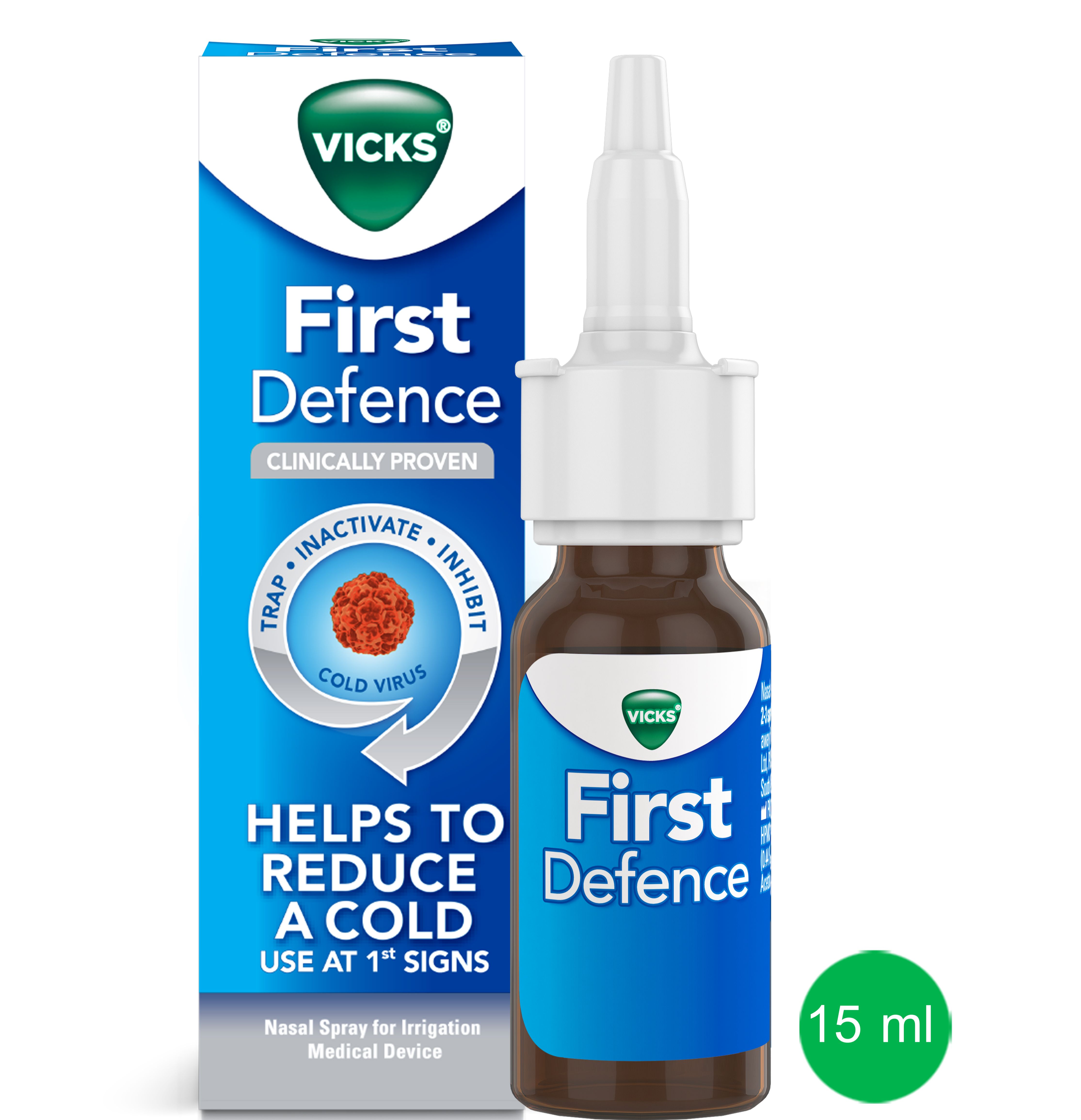 Vicks First Defense Help уменьшает холодный спрей 15 мл