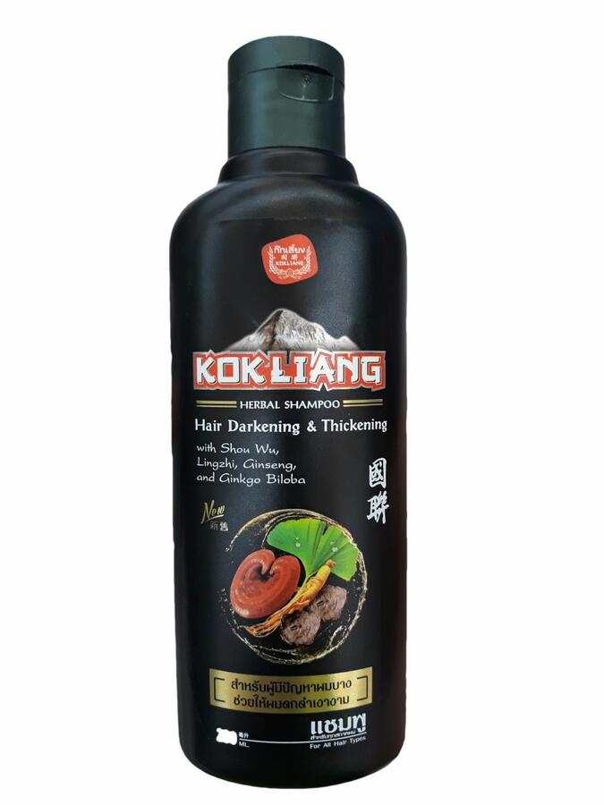 Kokliang Шампунь для темных волос с Женьшенем / Herbal Shampoo Hair Darkening and Thickening, 200 мл