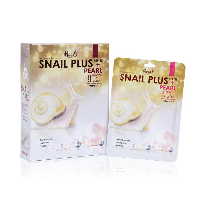 MOODS SNAIL PLUS СЕРИЯ PEARL ГЛАДКАЯ И ЧИСТАЯ КОЖА СИЛЬНАЯ МАСКА ДЛЯ ЛИЦА 1038 мл / MOODS SNAIL PLUS SERIES PEARL SMOOTH & CLEAR SKIN FEELING STRONG FACIAL MASK 38ml*10pcs