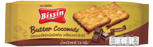 Бисквитное масло со вкусом шоколада и кокоса 1224г / Bissin Biscuit Butter Coconuts Chocolate Flavour 12x24g