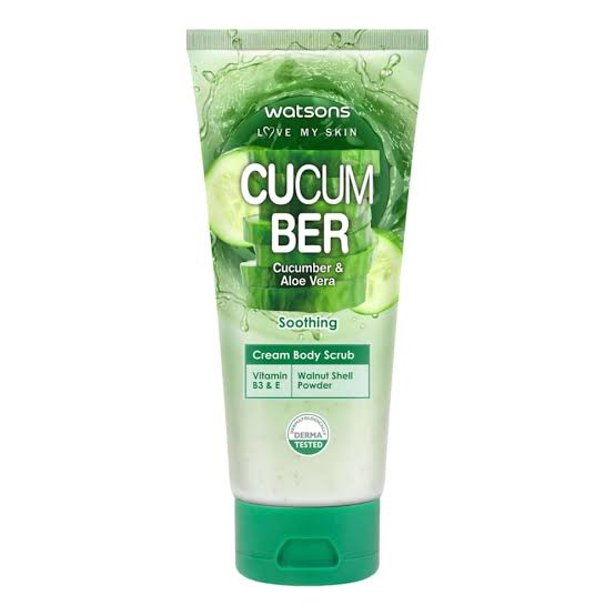 Крем скраб для тела с огурцом и алое 200 гр / Watsons Cucumber & Aloe vera cream Body Scrub 200g