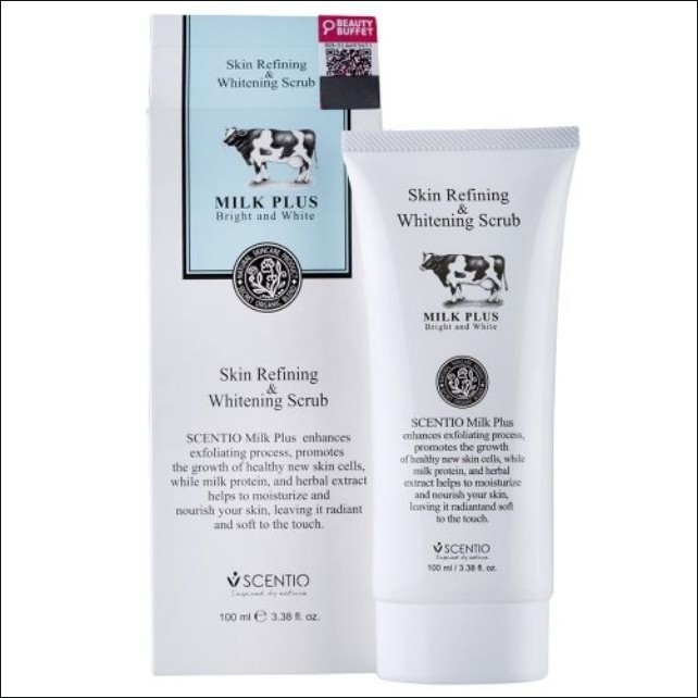 SCENTIO MILK PLUS СКРАБ ДЛЯ ОЧИЩЕНИЯ И ОТБЕЛИВАНИЯ КОЖИ 100 мл / SCENTIO MILK PLUS SKIN REFINING&WHITENING SCRUB 100ml