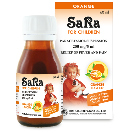 Sara Жаропонижающий сироп для детей со вкусом апельсина, 60 мл / Sara Paracetamol Orange 60 ml