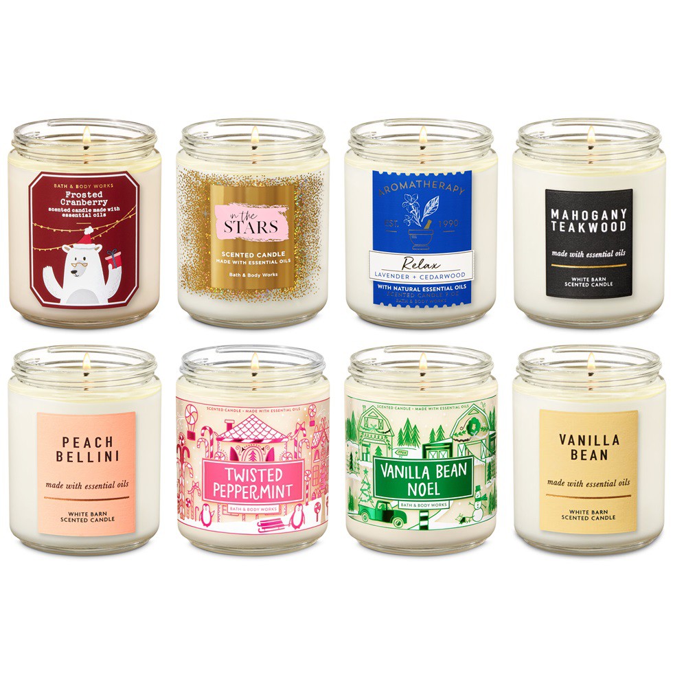 1 ФИТИЛЬНАЯ ВАННА И ТЕЛО РАБОТАЕТ СВЕЧА С БЕЛОГО КОРОБКА 198 г / 1 WICK BATH & BODY WORKS WHITE BARN CANDLE 198 g