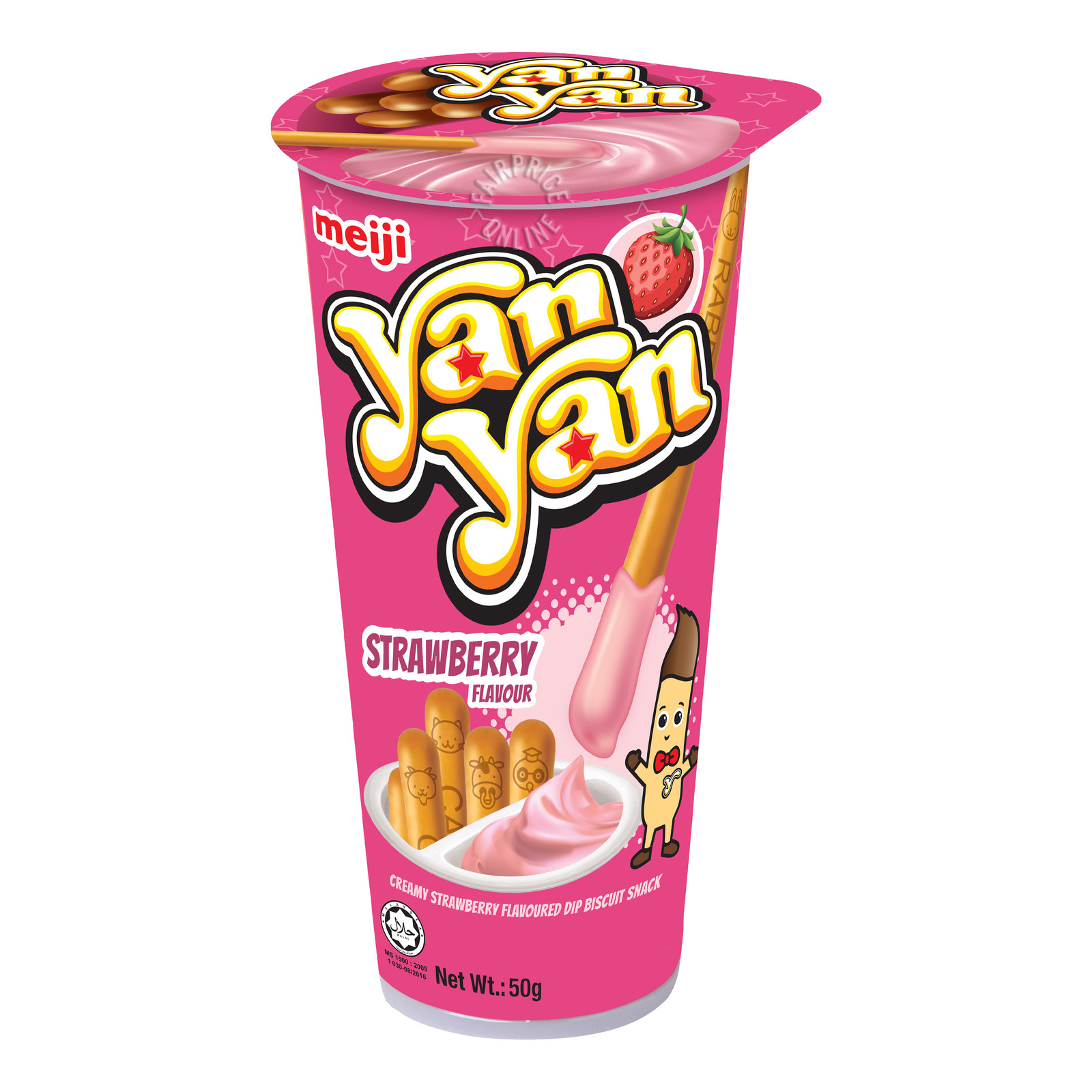 Meiji Печенье Yan Yan Stick Клубника 50г / Meiji Yan Yan Stick Biscuits Strawberry 50g